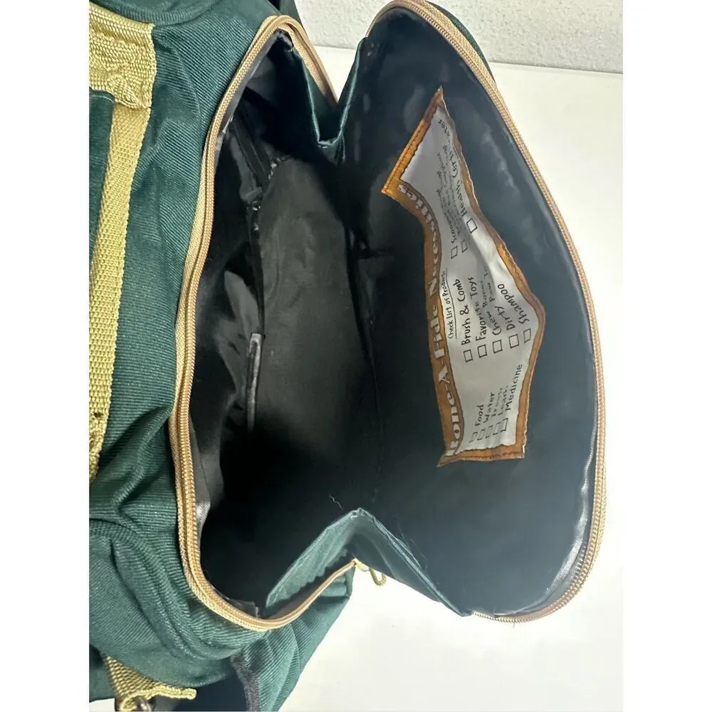 Travelin' Tales by Just Bepaws Pet Travel Bag Green Brown Tan 15